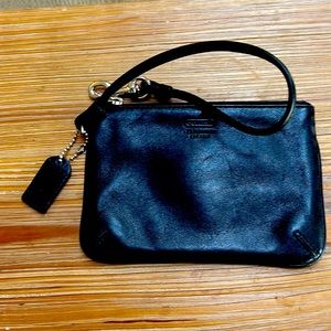 Black leather coach wristlet